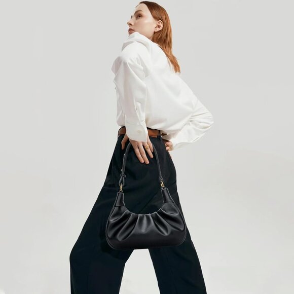 Women Shoulder Bag PU Leather Mini Hobo Crossbody Purse with Gold Chain - Picture 3 of 7